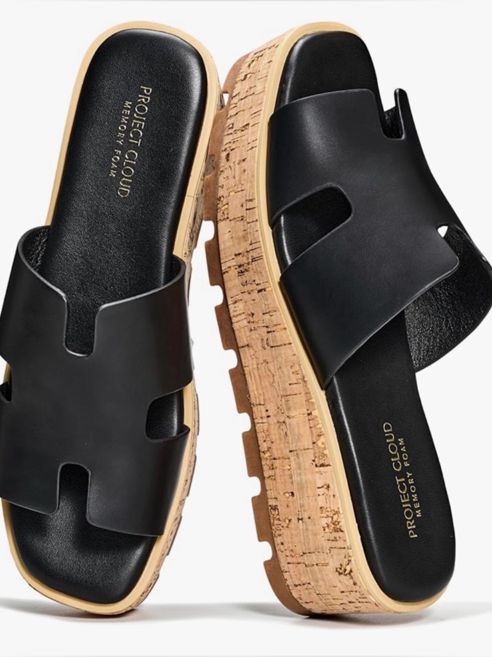 Brand New Proud Cloud Black Cork Platform Slide Sandals (never worn)